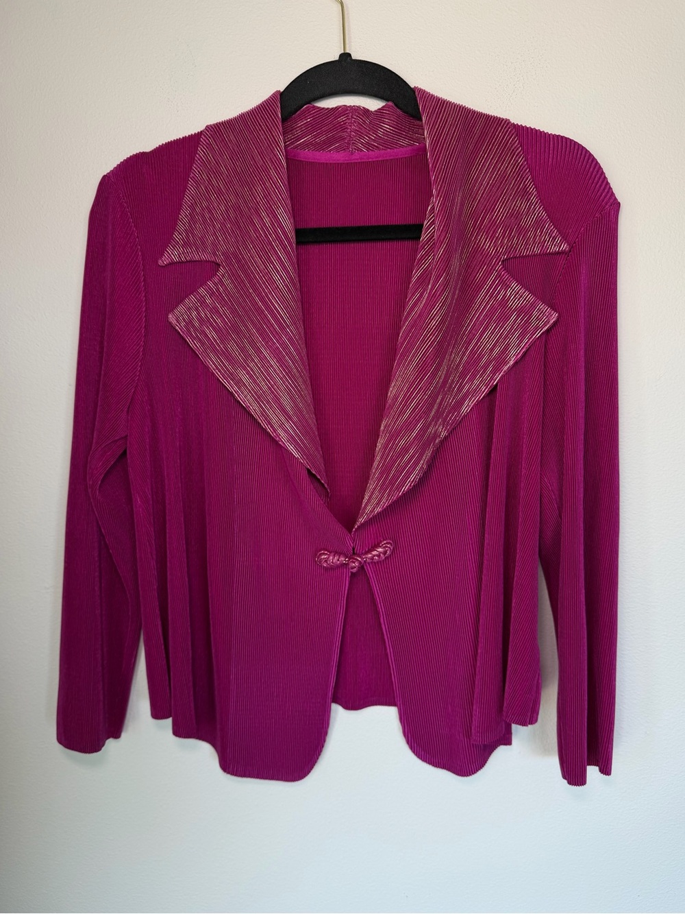 Pink Metallic Ribbed Accordion Lightweight Cardigan Fairy Retro Whimsical